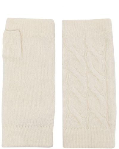 N.Peal Cashmere Fingerlose Handschuhe mit Zopfmuster - Weiß