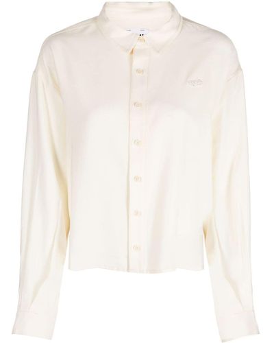 Izzue Chemise boutonnée à logo brodé - Blanc