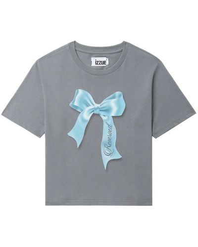 Izzue Bow-print Cotton T-shirt - Blue