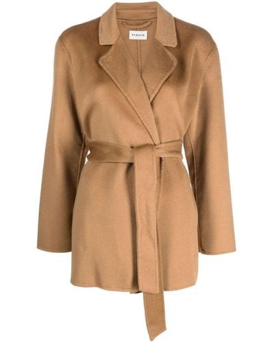 P.A.R.O.S.H. Belted Double-breasted Cashmere Coat - Natural