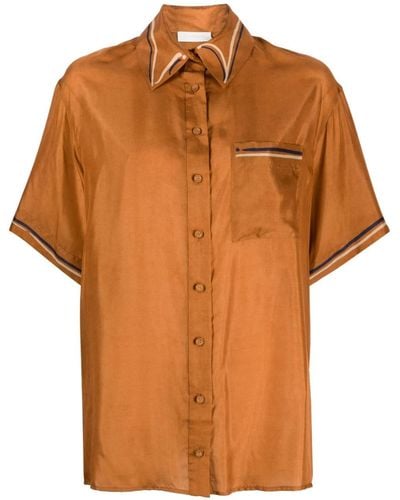 Zimmermann Alright Seidenhemd mit Print - Orange