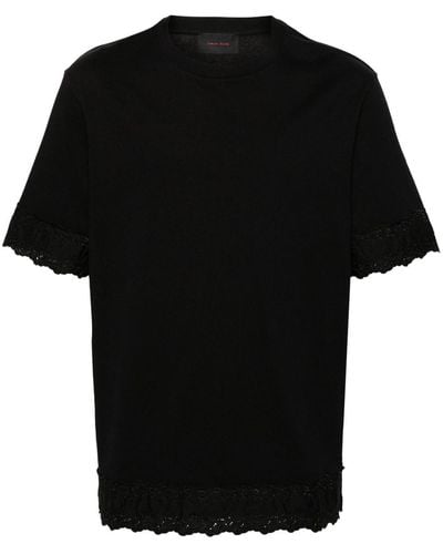 Simone Rocha T-shirt en coton à fleurs brodées - Noir