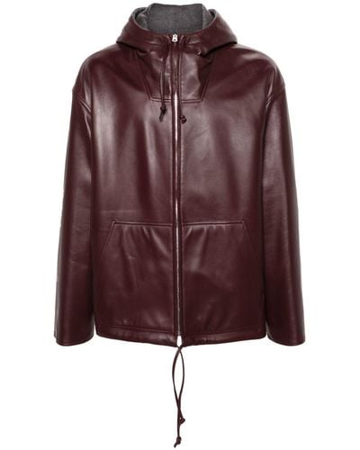 Bottega Veneta Hooded Leather Jacket - Men's - Wool/lamb Skin/polyamide/cotton - Brown