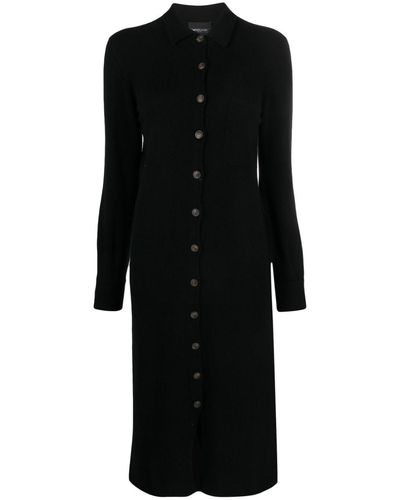 Simonetta Ravizza Long-sleeve Cashmere Shirtdress - Black