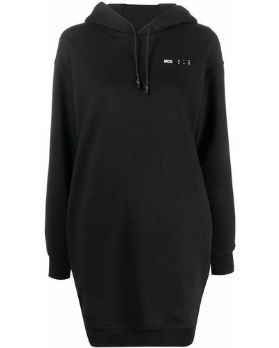 McQ Logo Drawstring Hooded Dress - Black