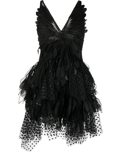 Zimmermann Rhythmic Fluted Tulle Mini Dress - Black
