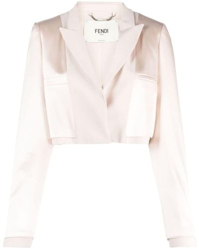Fendi Cropped Satin Suit Jacket - Pink