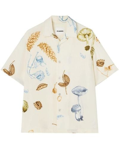 Jil Sander Mushroom-print Short-sleeved Shirt - White
