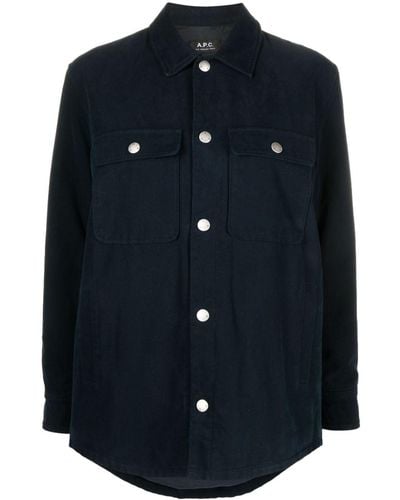 A.P.C. Button-up Cotton Shirt - Blue