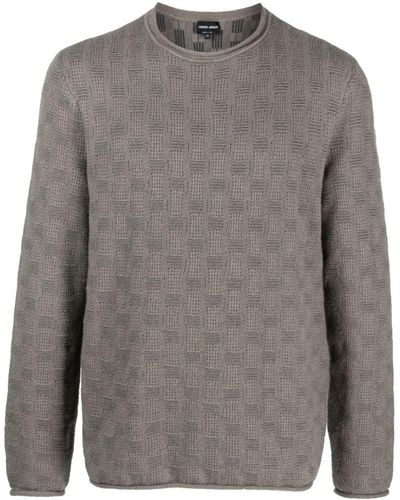 Giorgio Armani Textured Fine-knit Sweater - Gray