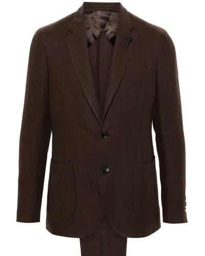 Lardini Linen Single-breasted Suit - Brown