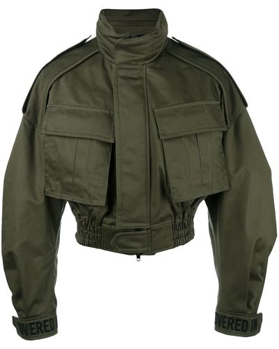 Juun.J Cropped Military Jacket - Green