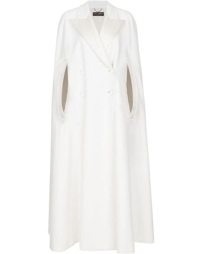 Dolce & Gabbana Double-Breasted Wool Cape - White