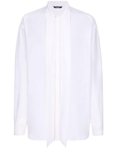 Dolce & Gabbana Seidenkrepp-Hemd mit Schalkragen - Weiß