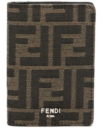 Fendi Ff-jacquard Leather Wallet - Green