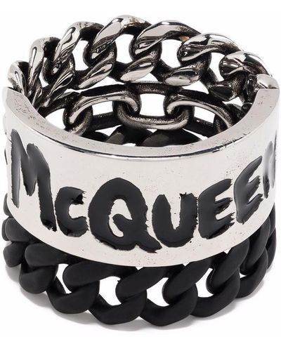 Alexander McQueen Graffiti Curb Chain Ring - Multicolour