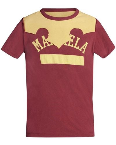 Maison Margiela T-shirt Décortiqué à logo imprimé - Rose