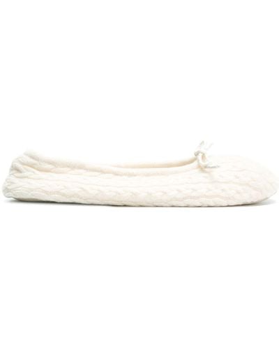 N.Peal Cashmere Cable Knit Slippers - White