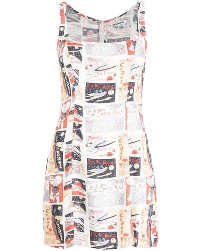 Reformation Kleid mit grafischem Print - Weiß
