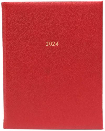 Aspinal of London Journal en cuir A4 Day to Page (2024) - Rouge