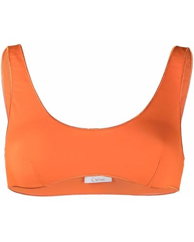 Oséree Top bikini con bordo ricamato - Arancione