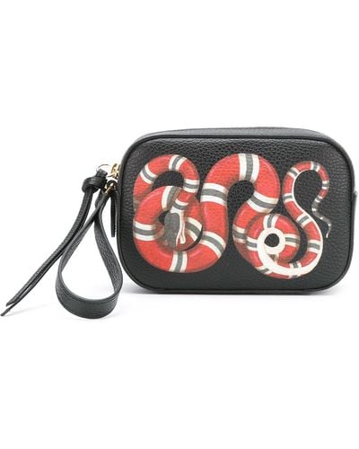 Gucci Snake Printed Camera Bag - Black