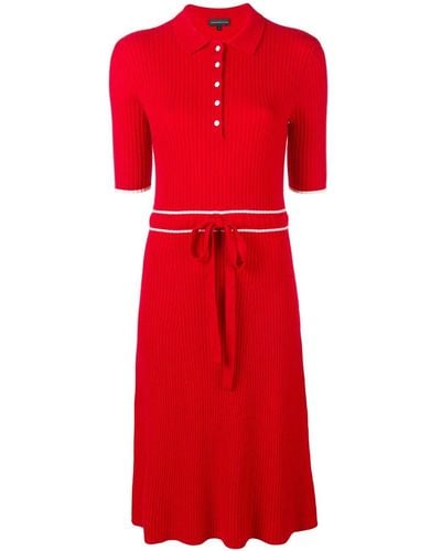 Cashmere In Love Cashmere Blend Ribbed Knit Dress - Red