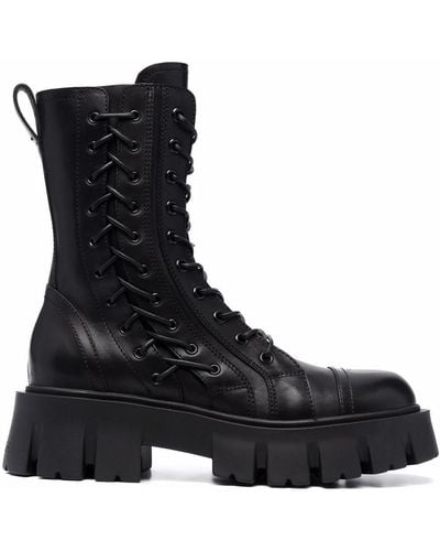Premiata Lace-up Chunky Ankle Boots - Black