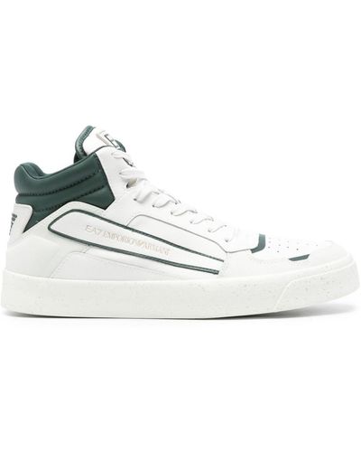 EA7 Panelled High-top Trainers - White