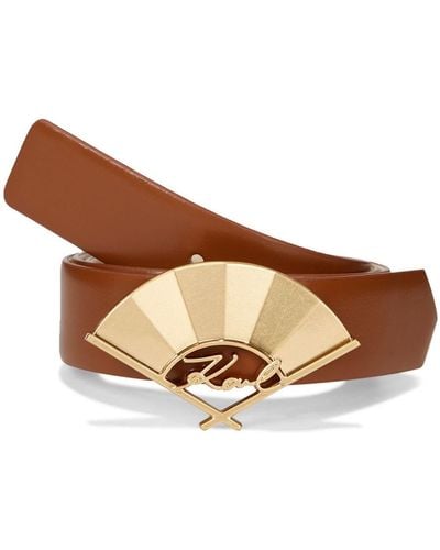 Karl Lagerfeld Signature Fan Leather Belt - Brown