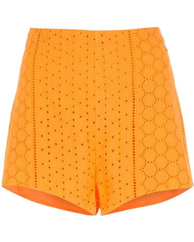 Martha Medeiros Bia Broderie-anglaise High-waisted Shorts - Orange