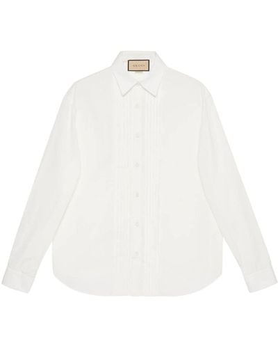 Gucci Chemise en coton à détails plissés - Blanc