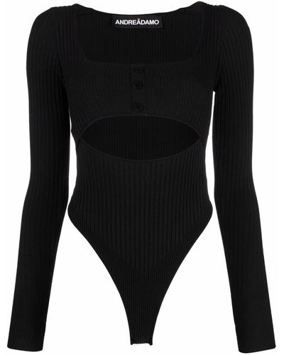 ANDREADAMO Ribbed-knit Bodysuit - Black