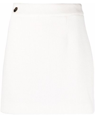 Philipp Plein Falda con placa del logo - Blanco