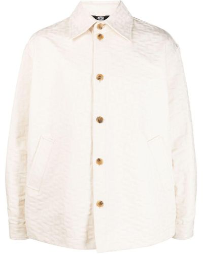 Gcds Monogram-pattern Cotton Shirt Jacket - Natural
