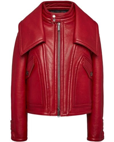 DSquared² Zip-up Leather Jacket - Red