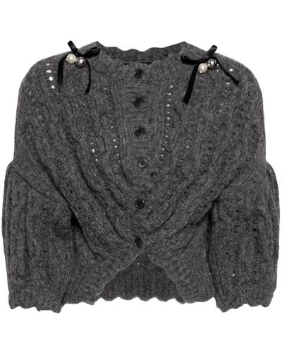 Simone Rocha Cardigan Bell Charm Lace Stitch - Noir