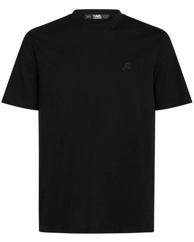 Karl Lagerfeld T-shirt à logo brodé - Noir