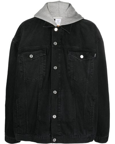 Vetements Hooded Denim Jacket - Black