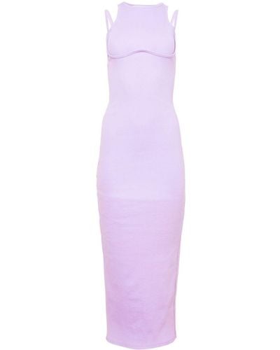 Fleur du Mal Ribbed Knit Maxi Dress - Purple