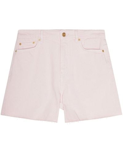 Ganni Ausgefranste Jeans-Shorts - Pink