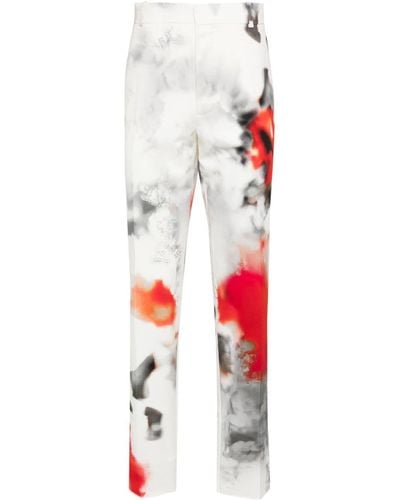 Alexander McQueen Pantaloni slim con stampa - Bianco