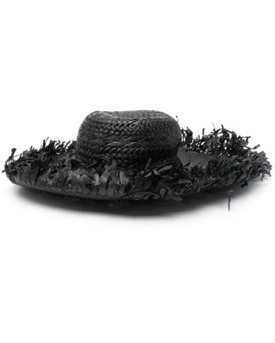 Marni Logo-embroidered Woven-raffia Hat - Black