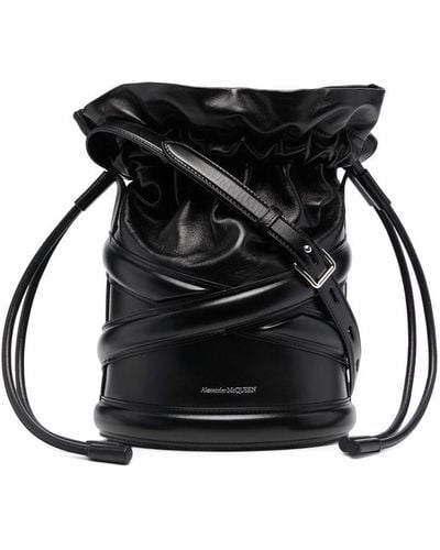 Alexander McQueen The Curve Soft Large Leather Bucket Bag - Black