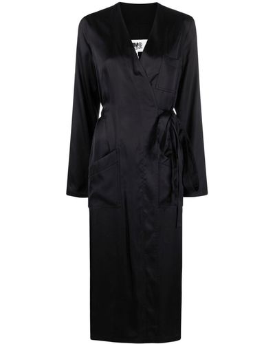 MM6 by Maison Martin Margiela Robe portefeuille à coupe mi-longue - Noir