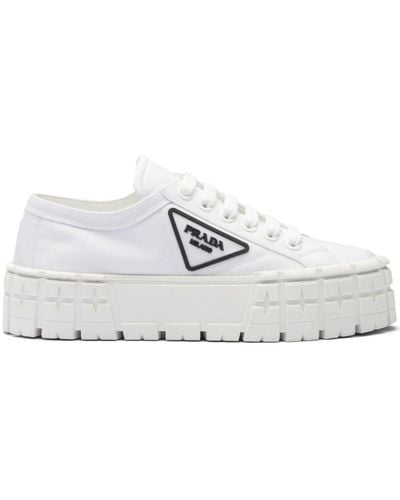Prada Double Wheel Flatform Sneakers - White