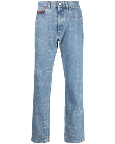 Martine Rose Straight-Leg-Jeans mit Print - Blau