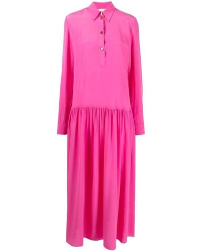 Alysi Dropped-waist Silk Dress - Pink