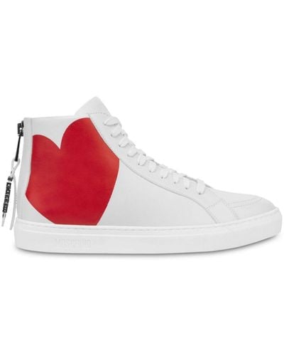 Moschino Heart-print Hi-top Sneakers - White