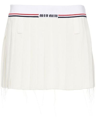 Miu Miu Minifalda Sablé plisada - Blanco